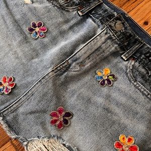 Levi’s Mini Skirt with Fabric Flowers